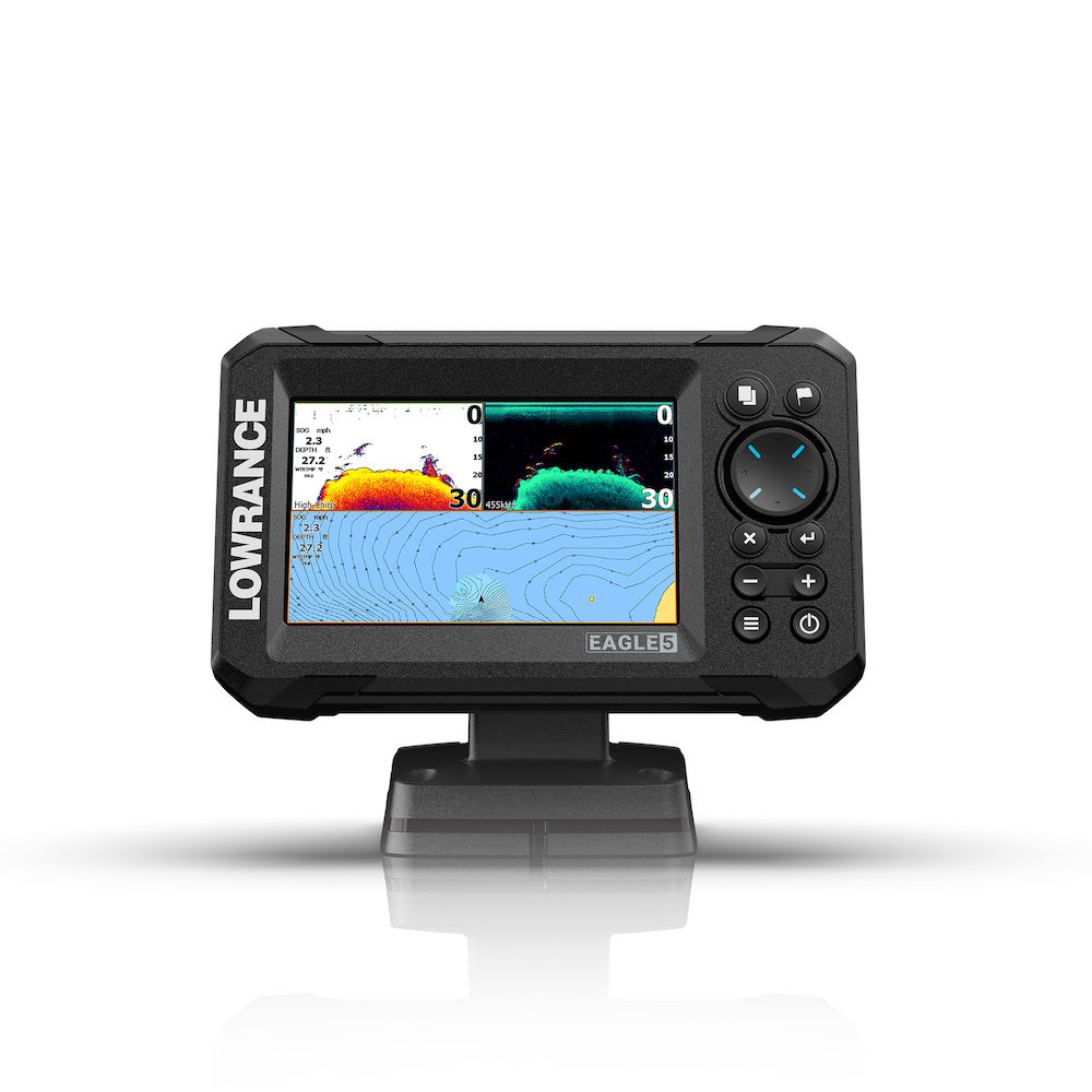 Lowrance Eagle-5 SplitShot™ HD Transducer, 5" IPS screen, included C-MAP® Discover microSD card charts