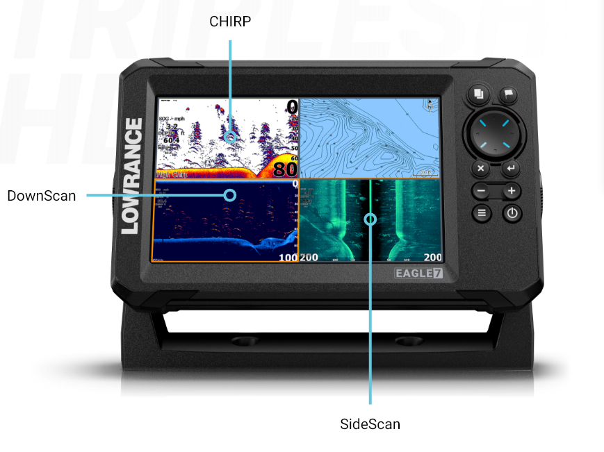 Lowrance Eagle-7 TripleShot™ HD Transducer, 7" IPS screen, included C-MAP® Discover microSD charts