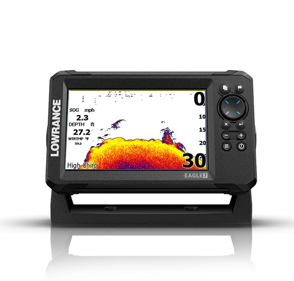 Lowrance Eagle-7 SplitShot™ HD transducer, 7" IPS screen, C-MAP® Discover microSD card charts