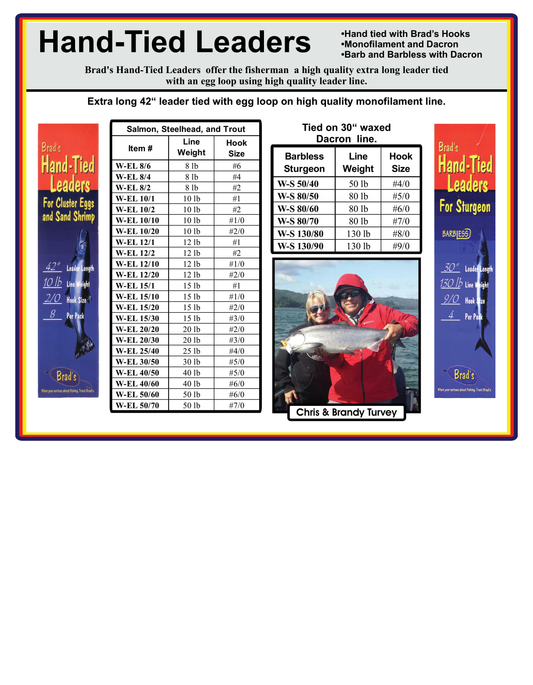Brad’s Sturgeon Hand-Tied Leaders (4 Pack)