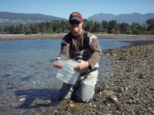 Byron's first coho on the fly!