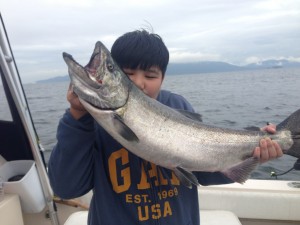 Sept 6th Charter: Nothing like kissing your first salmon!