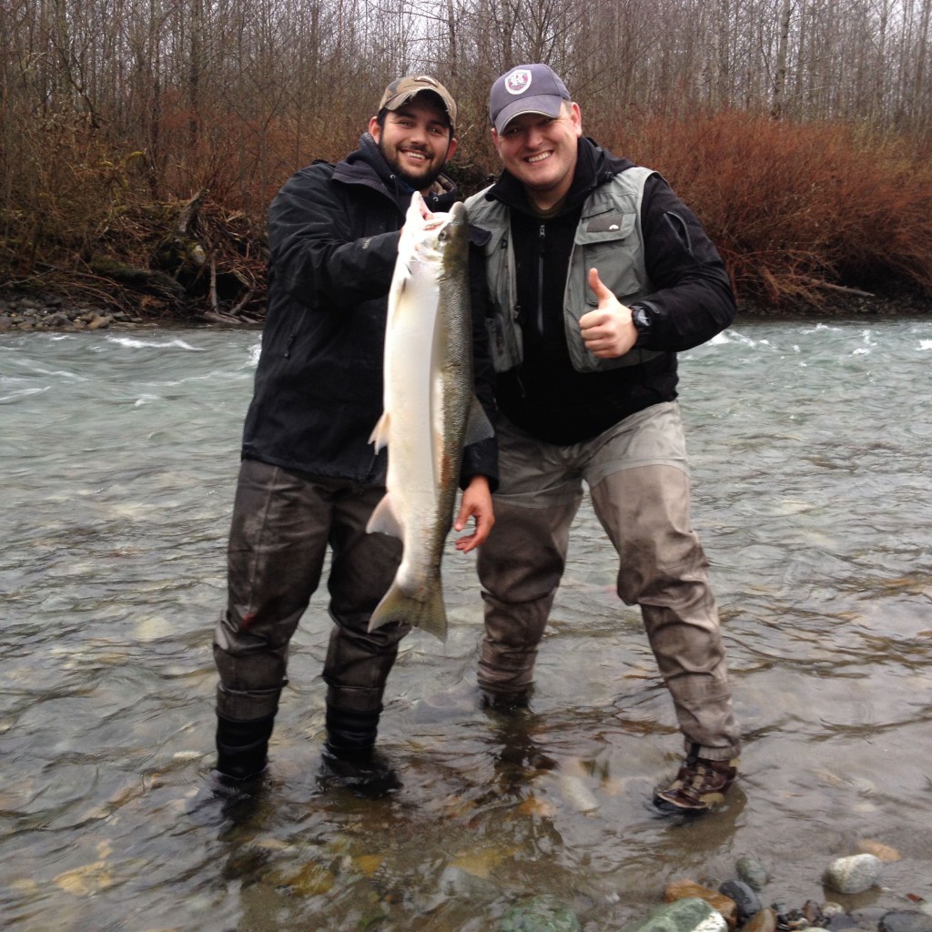 Here is a picture of a client with his first steelhead on a recent guided trip.