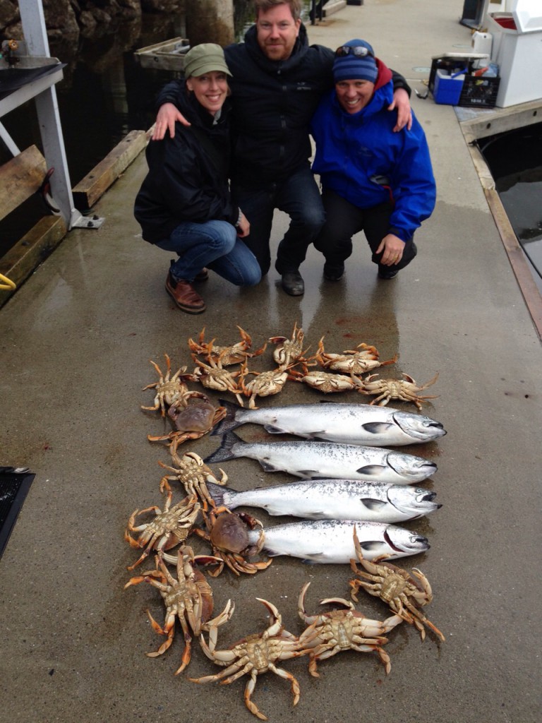 Eddies’ guests with a nice haul of chinook and crab!