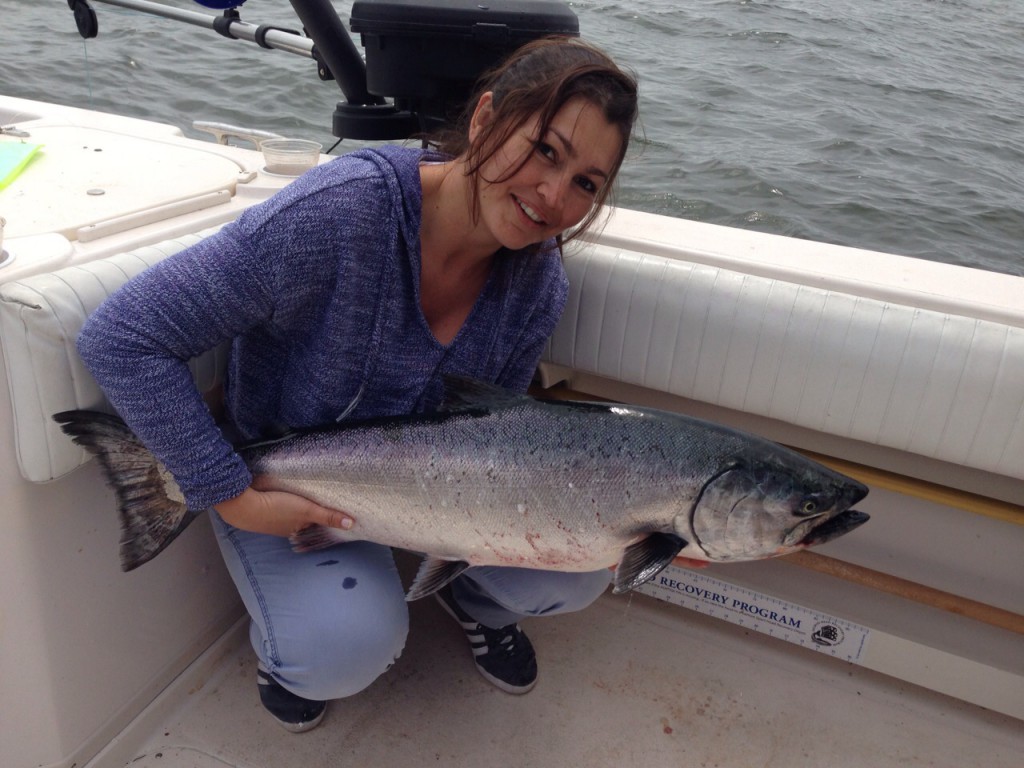 Lina with a chinook caught on the Hump last weekend.