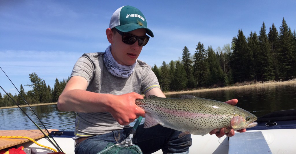 Max with a rainbow caught on his lake fishing trip this week.
