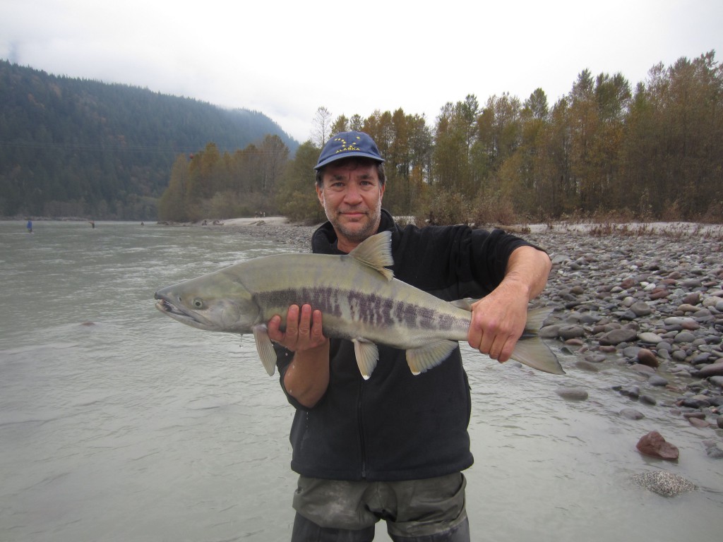 Pacific Angler course student Stephen with his first fly caught salmon-reduced